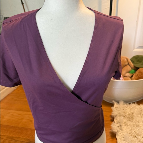 PINK Victoria's Secret Tops - PINK Victoria's Secret Purple Wrap Blouse Short Sleeve
